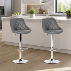 Bar Stools Set of 2 with Adjustable Height and Chrome Base
