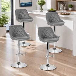 Bar Stools Set of 4 with Swivel and Gas Lift Grey