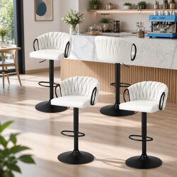Adjustable Bar Stools Set of 4 with Velvet Seats