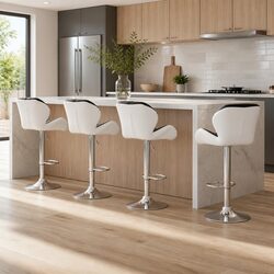 Set of 4 Gas Lift Bar Stools in Black and White