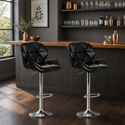 Adjustable Height Bar Stools with Chrome Base and Swivel