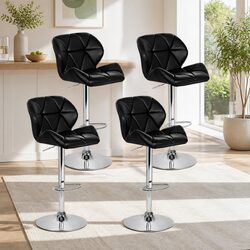 4-Piece Adjustable Black Bar Stools with Gas Lift