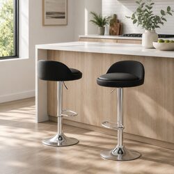 Bar Stools x2 with Adjustable Height and Swivel Function
