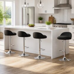 4-Piece PU Leather Gas Lift Bar Stool Set