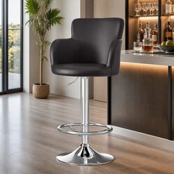 Adjustable Bar Stools in Brown PU Leather