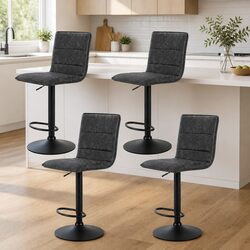 Bar Stools 4-Piece Set with Adjustable Height and Swivel
