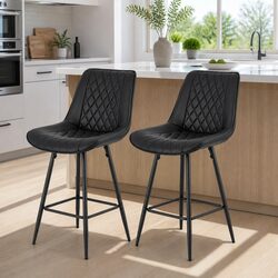 Bar Stools Set of 2 with Ergonomic Diamond Pattern