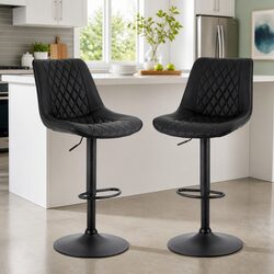 Chic Black Bar Stools Set of 2 with Swivel Functionality