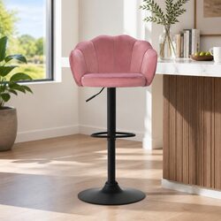 4 Pack of Adjustable Pink Velvet Bar Stools