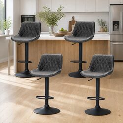 Set of 4 Adjustable Bar Stools with Diamond Back Design