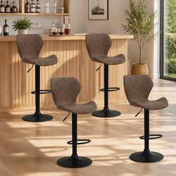 Adjustable Height Bar Stools Set of 4 in Vintage Brown
