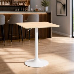 Adjustable Gas Lift Bar Table with Swivel Top and Pine Finish