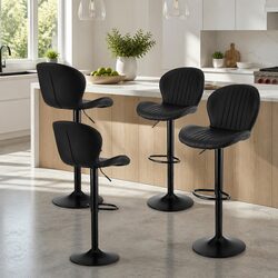 4-Piece Bar Stool Set with Adjustable Height in Black