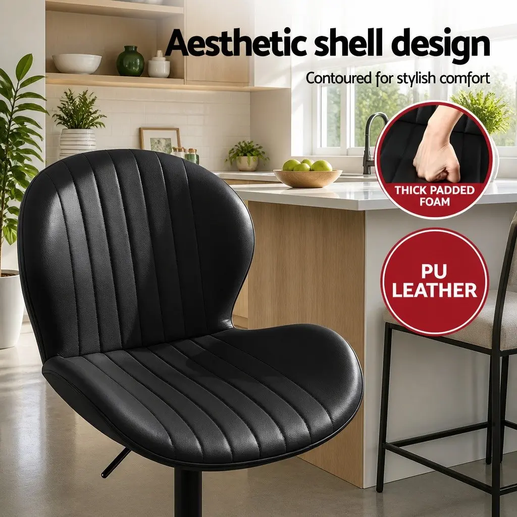 Bar Stools Set of 4 Swivel Gas Lift Kitchen Counter Chairs Black Adjustable