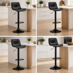 Set of 4 Black Bar Stools with Gas Lift and Swivel