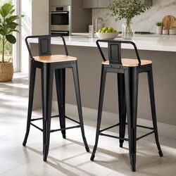 Industrial Bar Stools Set of 2 for Kitchen and Dining