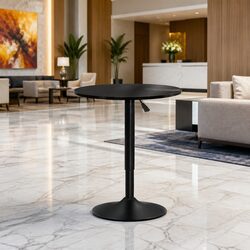 Round Bar Table with Gas Lift Height Adjustment - Black