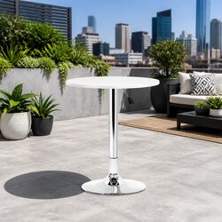 Adjustable Height Round Bar Table in White