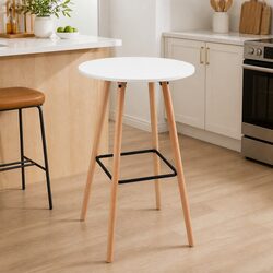 Round Bar Table - Modern White Kitchen Counter 98cm