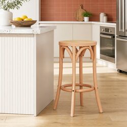 Bar Stool with Rattan Seat and Beech Wood Frame