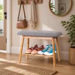 Shoe Rack Bench with Fabric Seat - Efficient Storage Solution