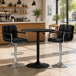 Bar Table and Swivel Stools Set with Adjustable Height