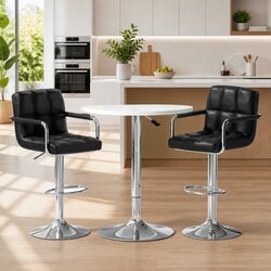Bar Table and Stools Set with Adjustable Height and Swivel