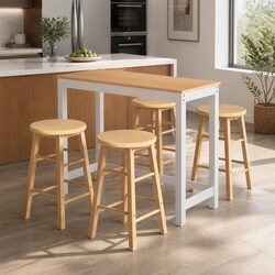 5-Piece Bar Table and Stool Set with Pinewood Construction