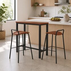 Bar Table and Stools Set with Reinforced Steel Frame