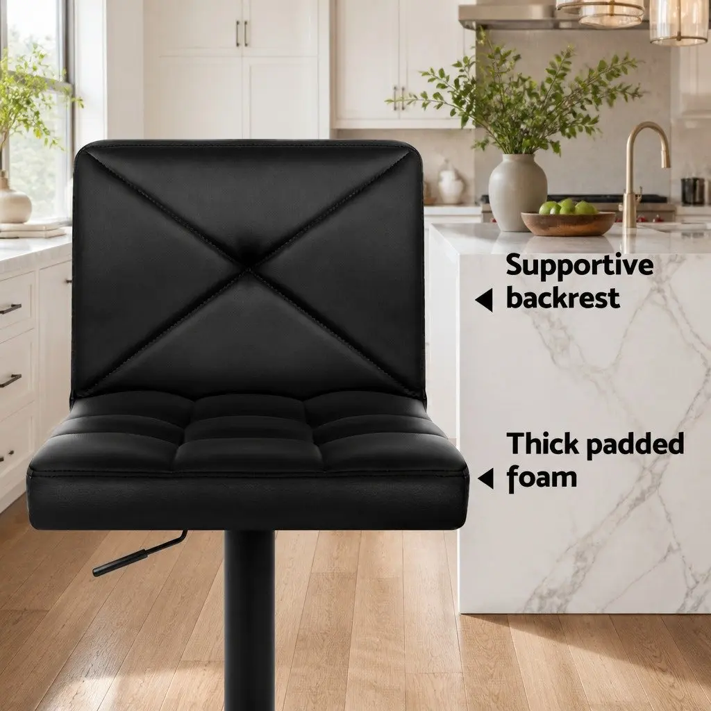 Bar Stools Gas Lift Swivel Seat Adjustable Height Black