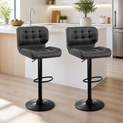 Adjustable Grey Bar Stools with Chrome Base - 2 Pack