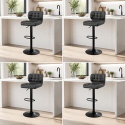 4 Grey Gas Lift Bar Stools with Padded Seats