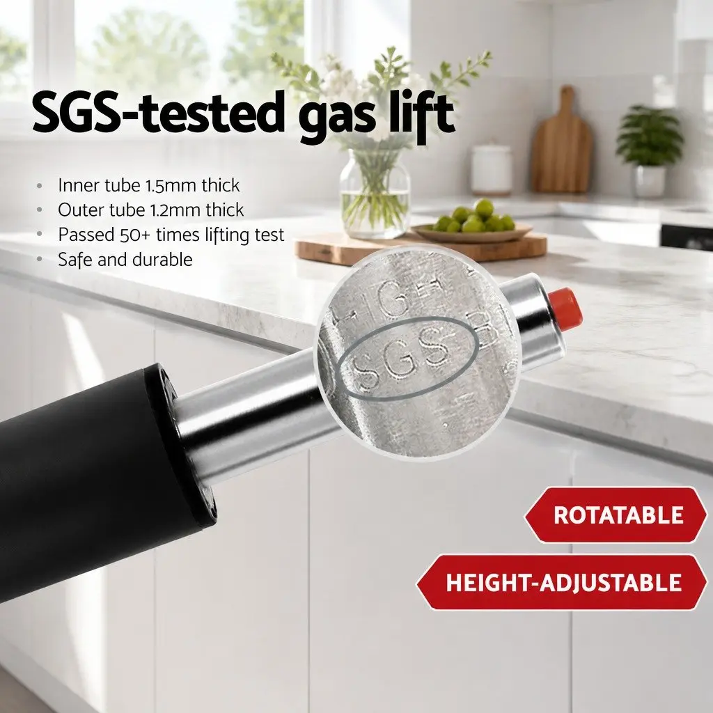 Padded Seat Gas Lift Bar Stools Swivel Adjustable Height Kitchen Counter Grey Set of 4