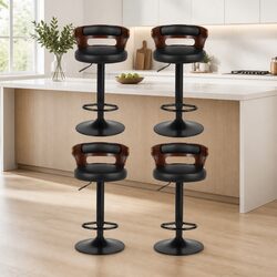 Set of 4 Gas Lift Bar Stools with Swivel Function