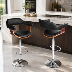 4-Piece Bar Stool Set with Adjustable Gas Lift and Armrests