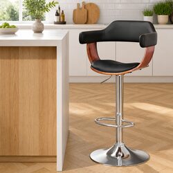 Adjustable Bar Stool with Chrome Gas Lift and Steel Base