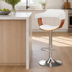 Adjustable Bar Stool with Chrome Base and Padded Seat