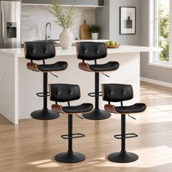 Bar Stools Set of 4 with Adjustable Height and Steel Base