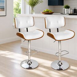 Gas Lift Bar Stools with Chrome Base and Padded Seat