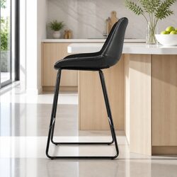 2-Piece Bar Stool Set with Metal Frame and PU Leather