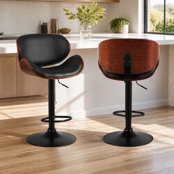Bar Stools Set of 4 with Adjustable Height and Backrest