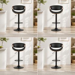 4-Piece Bar Stool Set with Adjustable Height and Armrests