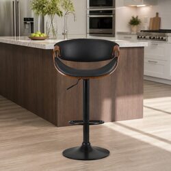 Adjustable Height Bar Stools with Curved Backrest