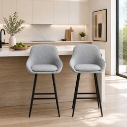 2-Pack Grey Counter Stools with Padded Seat and Metal Legs