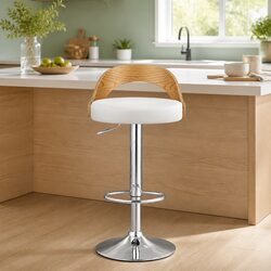 Set of 2 Bar Stools with Adjustable Height and Swivel