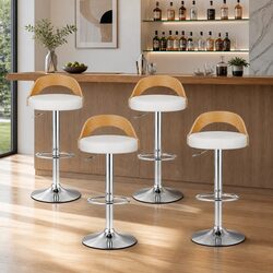 Adjustable Bar Stools with Chrome Base - Set of 4