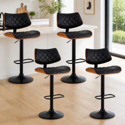 Bar Stools Set of 4 with Adjustable Height and Swivel Function