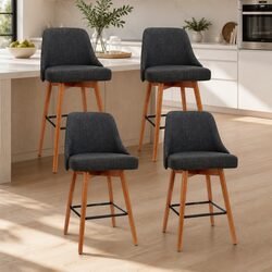 Set of 4 Mid-Height Bar Stools with Swivel Seat, Charcoal