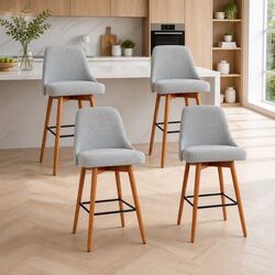 Bar Stools Set of 4 with Wooden Seat and Backrest
