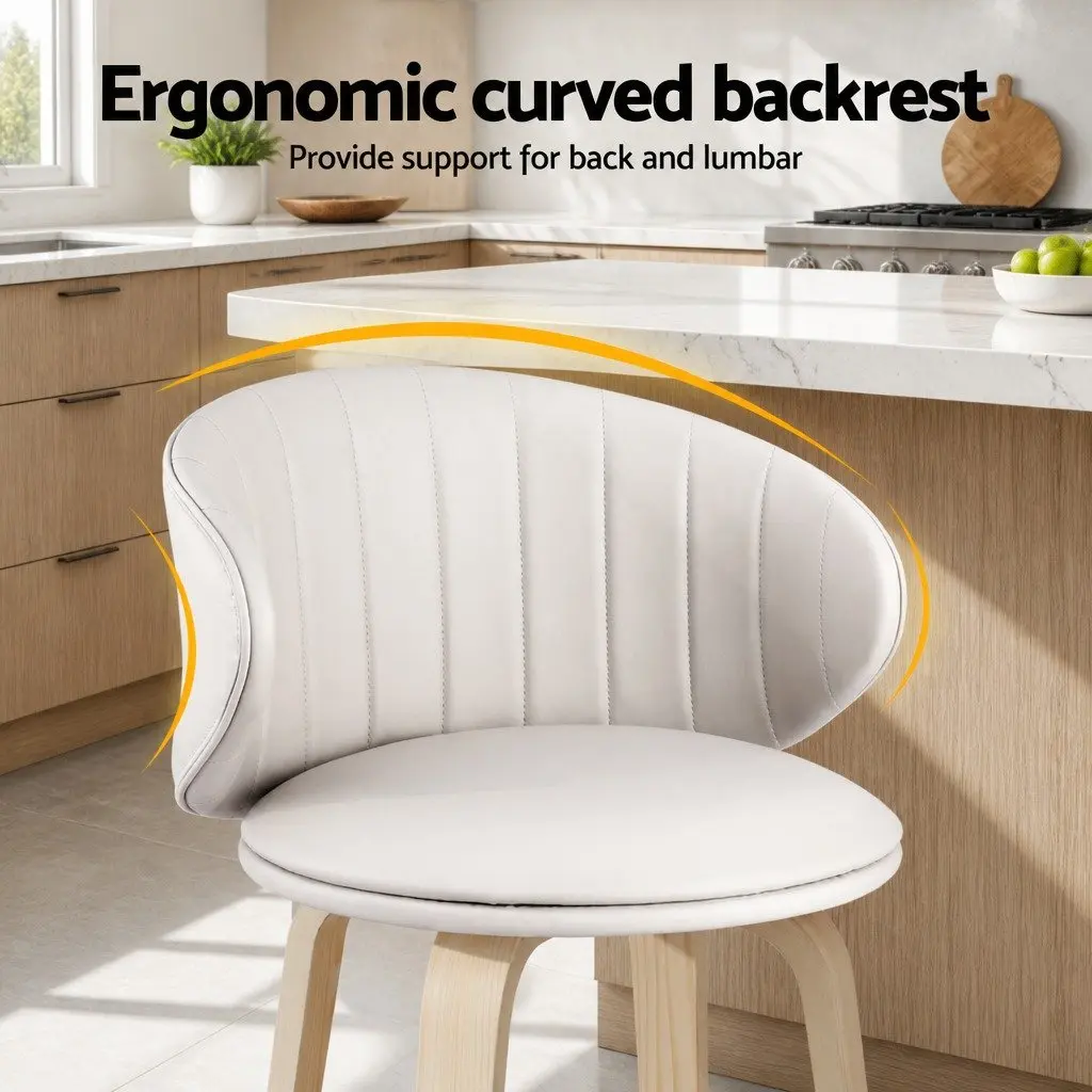 Bar Stools Ergonomic Padded Seat 65 cm Beige